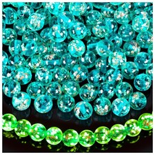 108PCS Glow in The Dark Beads 8mm Luminous Glass Crystal Round Firefly Lake Blue