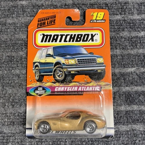 Vintage Matchbox Cool Concepts Chrysler Atlantic #19 Gold 1/64 Car  1998 NEW