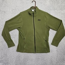 HELLY HANSEN Fleece Sweatshirt Medium Full Zip Polartec Green Lightweight Rip