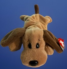 RARE RETIRED 1993 TY BEANIE BABY "BONES" THE DOG -PVC PELLETS/TAG ERRORS /CASE