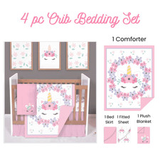 Manhattan Kids Unicorn  4-Piece Crib Sheet  Free Shipping