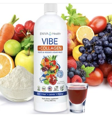 Eniva VIBE + COLLAGEN Superfoods Liquid Multivitamin 32 fl oz Exp: 09/26