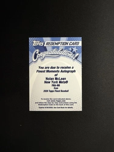 2026 Topps Finest Nolan McLean Base (RAW)