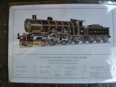 Blechschild London Brighton South Coast Railway Exp Pass Locomotive No38 20x14cm