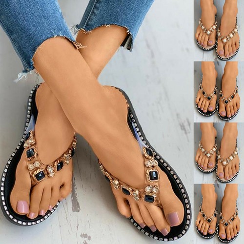 Women Summer Sandals Ladies Crystal Flip Flop Casual Flat Shoes Sandals  Slippers | eBay