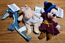 Disney Fantasia Sorcerer Mickey Hippo Aligator Bean Bag Plush VINTAGE Lot OF 3