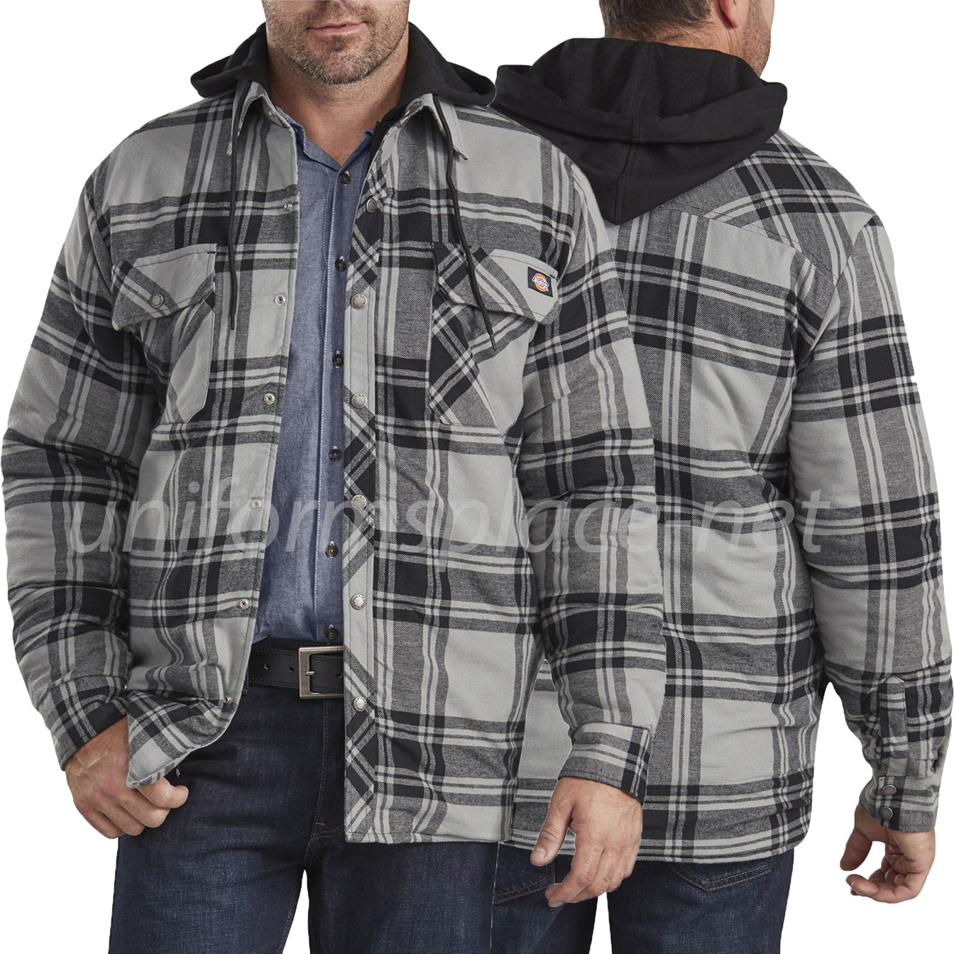 Dickies Flannel Jacket Mens Relaxed Fit Icon Hooded Quilted Shirt
