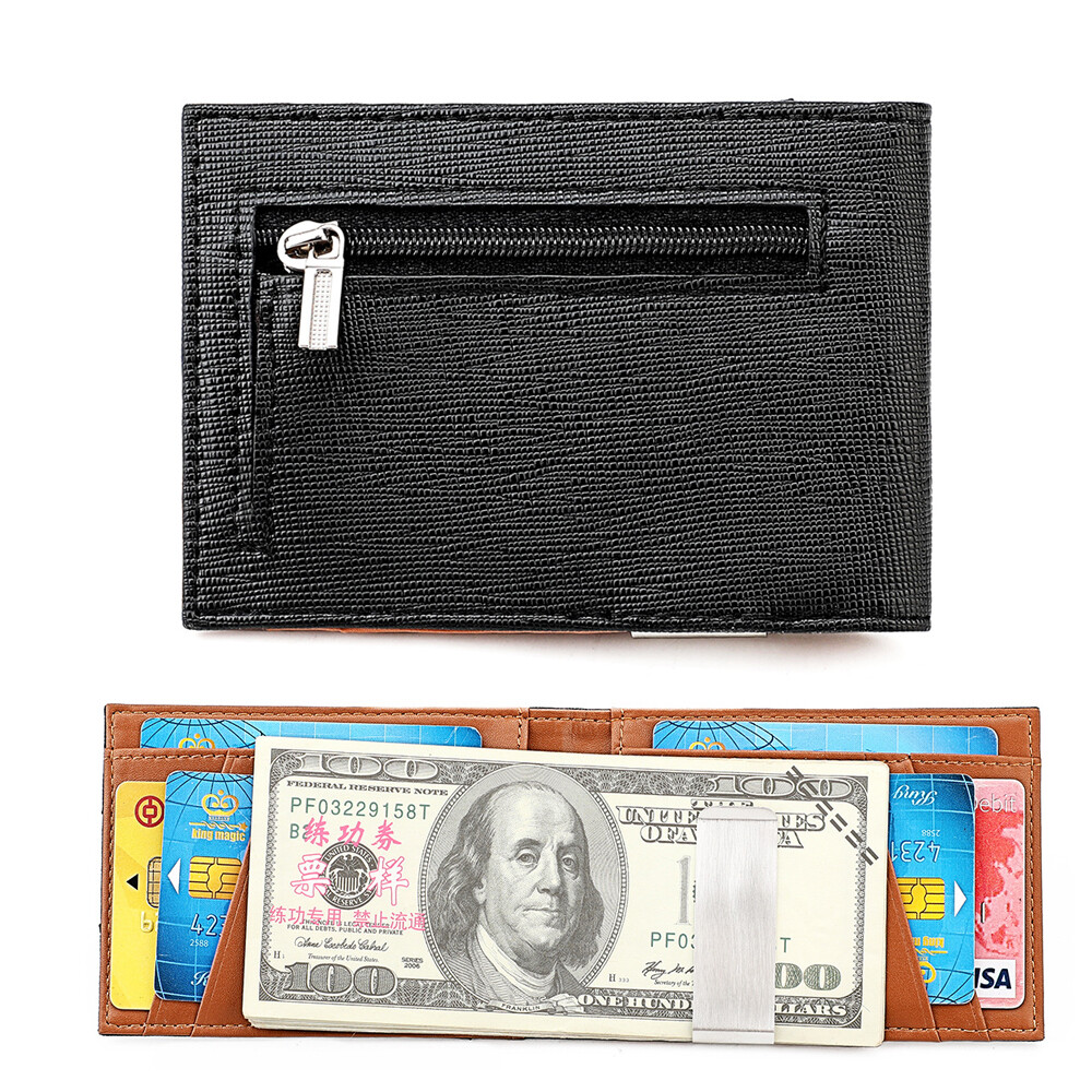 Money Clip RFID Front Pocket Wallet Men Genuine Leather Slim Minimalist Wallet-image