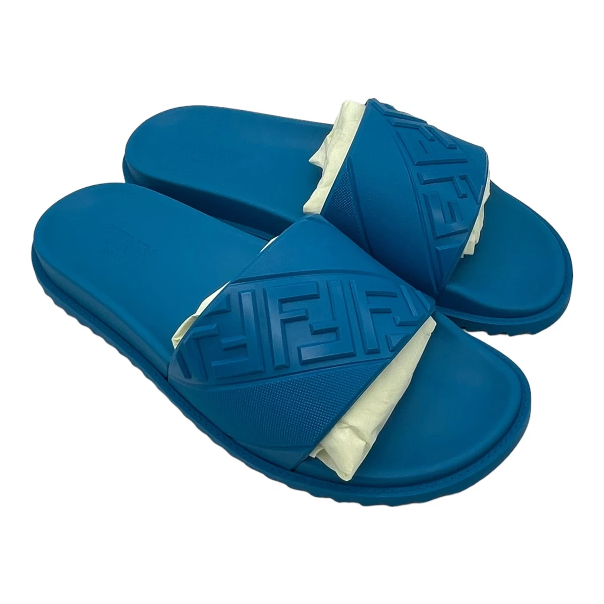 Fendi blue slides hotsell