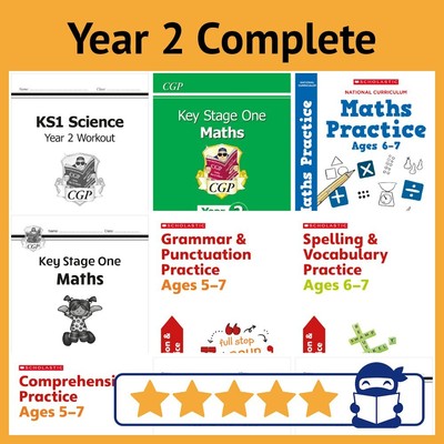 Year 2 Complete BUNDLE | English Maths & Science | 12x Books with Answers CGP