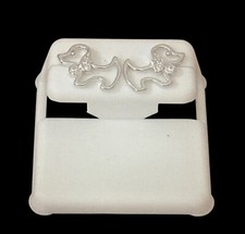 Sterling Silver Earrings- DOG with collar- cubic zirconias- post back