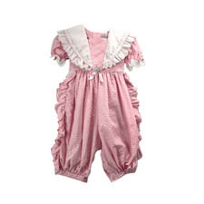 Vintage Lace Me Fancy plaid ruffle jumpsuit Size 2T embroidered collared