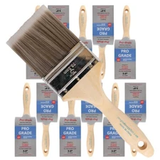 12PK 3" Flat House Wall,Trim Paint Brush Set Home Exterior or Interior Brushes