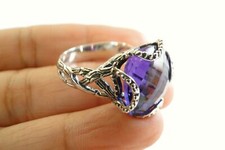 Purple Amethyst Solitaire Wire Wrap Style 925 Sterling Silver Ring 6 7 8 9