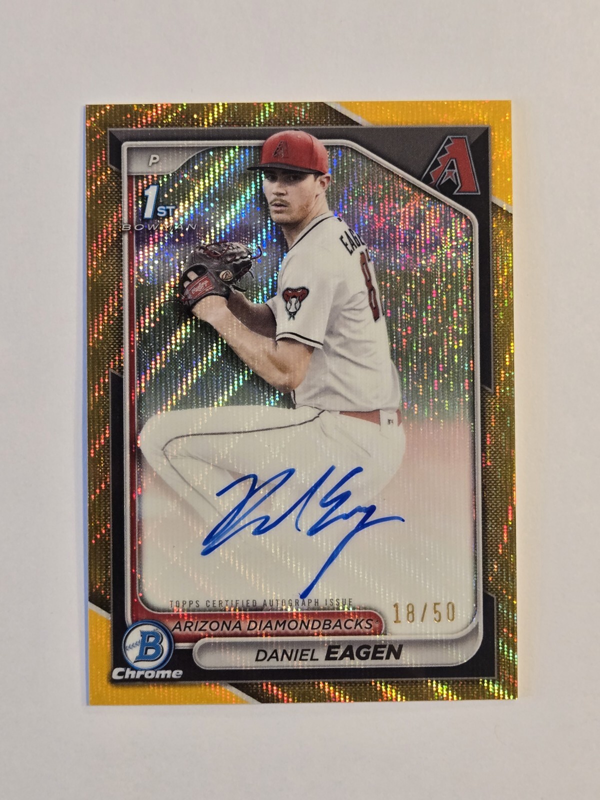 2024 Bowman Draft Chrome Daniel Eagen 1st GOLD WAVE AUTO  /50
