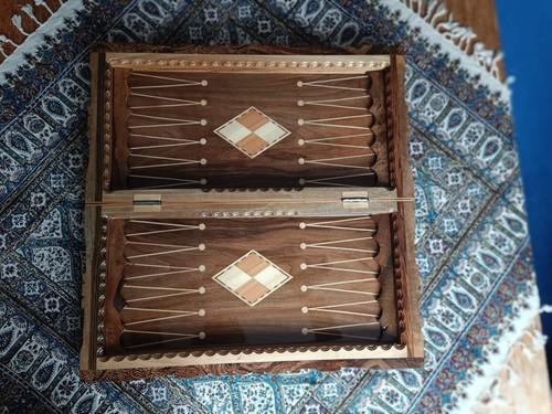 Backgammon(HANDGEFERTIGT) , Massivholz WALNUSS aus Persien(Sanandaj) 51×50×8,5cm - Bild 10 von 15
