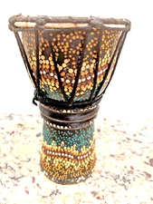 Djembe Colorful SMALL 7.5" DRUM AFRICAN Wood Goat Skin  Drum Dot HAND Painted