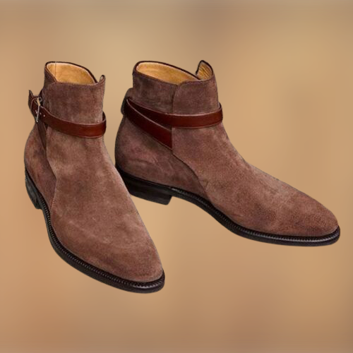 New Handmade Men's brown color Suede jodhpurs boots, Men suede ankle