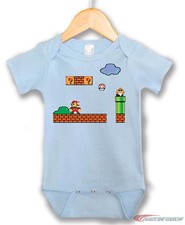 Super Mario Brothers Bros. Bodysuit Shirt 8 Bit Retro One Piece for Baby