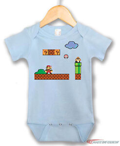 Super Mario Brothers Bros Bodysuit Shirt 8 Bit Retro One Piece For Baby Ebay