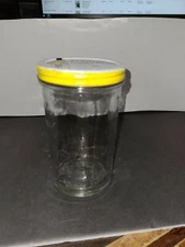  Vintage Planters Peanut Butter Glass Jar Tin Metal Screw Top Measuring glass