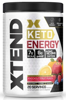 Scivation XTEND | Fruit Punch 20 Servings - BCAA Amino Acids + 125mg Caffeine