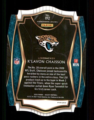2020 Select Prizm Neon Green Die Cut #192 K'Lavon Chaisson - Picture 2 of 2
