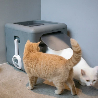 BINGOPAW Katzentoilette XXL Katzenklo Haubentoilette mit Filter + Streuschaufel Toilette