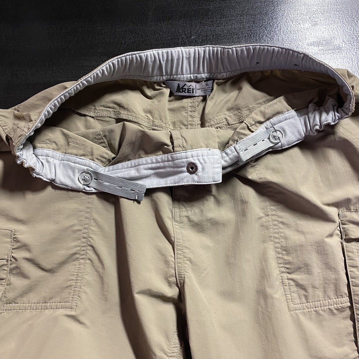 REI Pantalon Cargo Convertible Femme 16 Sahara Zip Off Nylon UPF