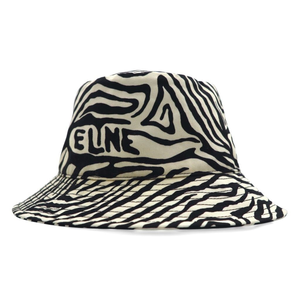 Celine Logo Zebra Bucket Hat size M Cotton Black white fashion
