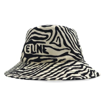 Celine Logo Zebra Bucket Hat size M Cotton Black white  display picture 2