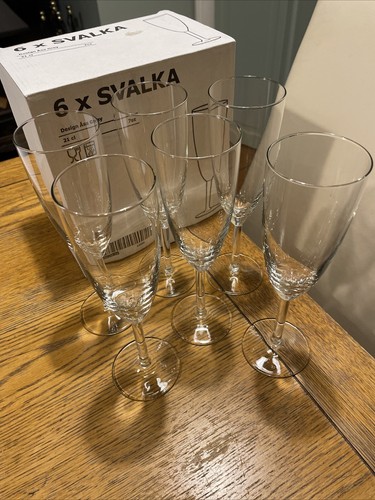 6 flautas de champán Svalka diseño Asa gris IKEA 21cl 7 oz en caja - Imagen 2 de 5