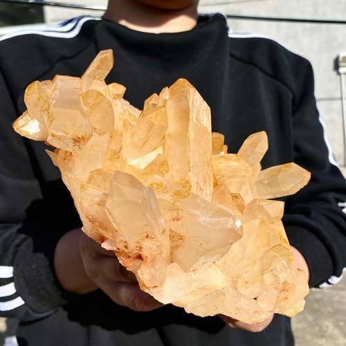 4.1LB Natural white crystal cluster quartz yellow cortical mineral sample - - Picture 2 of 14