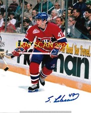 STEPHAN LEBEAU In ACTION Signed 8x10 Photo Montreal CANADIENS 93 CUP CHAMPION
