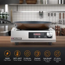 WILPREP Commercial Countertop Induction Range Portable 1800W Induction Cooktop