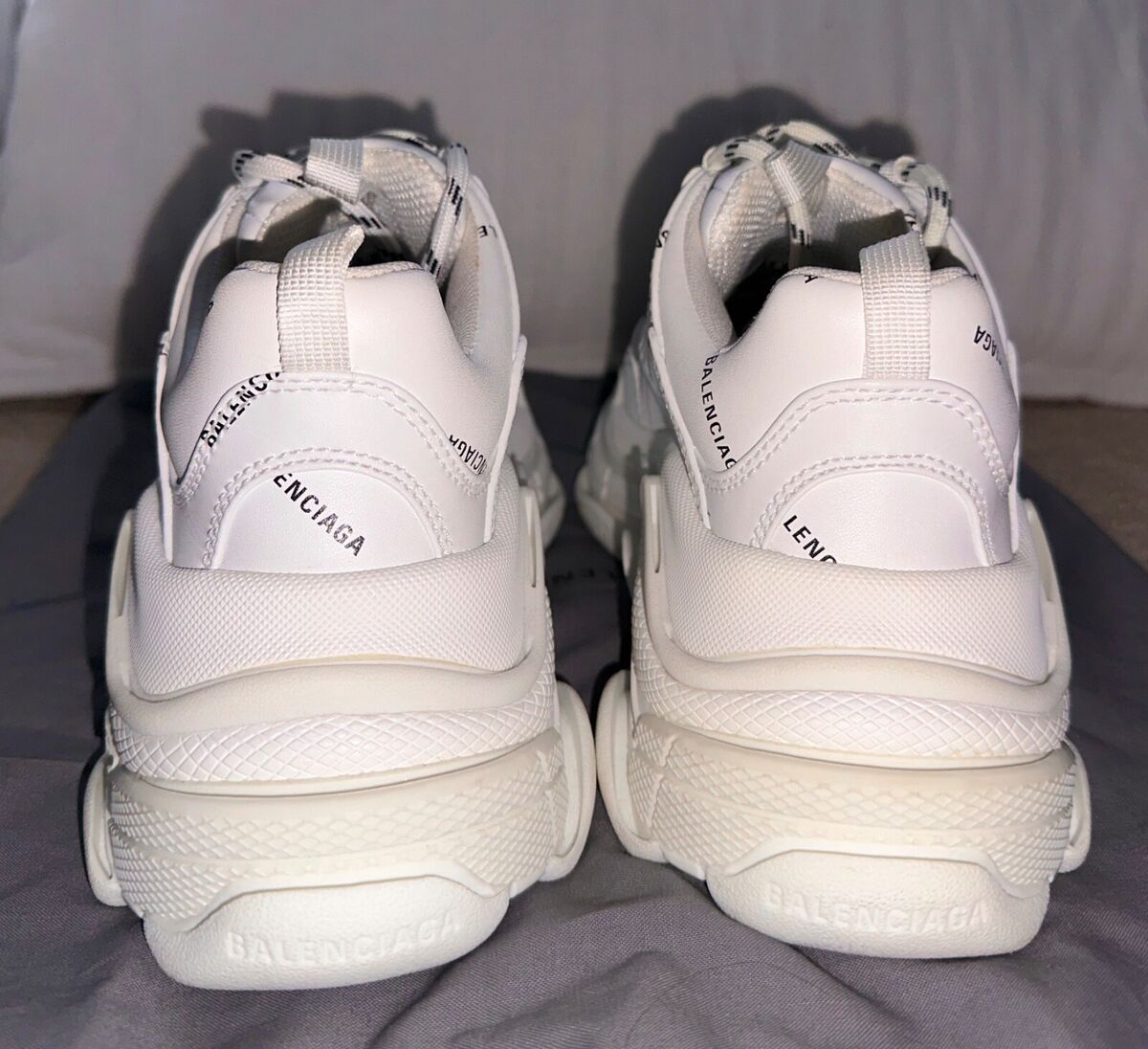 Balenciaga Triple S Sneaker Allover Logo In White/Black Balenciaga Triple S Sneaker Allover Logo In White/Black