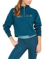 Nike Sweatshirt Half Zip Crop Just Do It Athletic Gym Teal 2X Plus NEW NWT 904