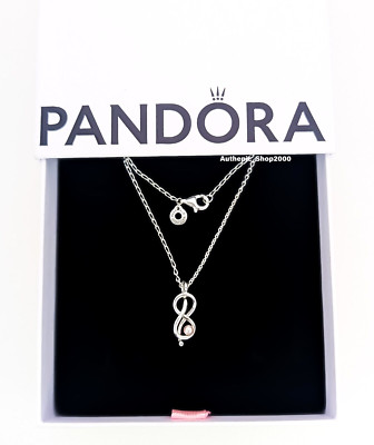 NEW 100% Authentic PANDORA 925 Infinity Knot Pendant Collier Necklace ...