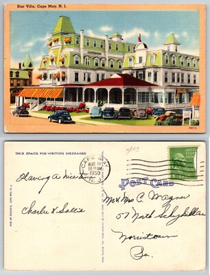 Star Villa Hotel Cape May New Jersey NJ Cars 1950 Postmark Postcard | eBay
