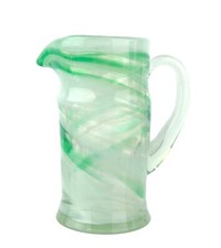 Small Green White Clear Swirled Art Glass Pitcher 3.75"