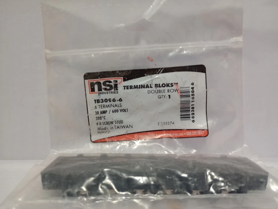 6 Circuit Terminal BlockItem #: 0427958Cat #: TB3096-6UPC: 662381165046 - Image 2 of 2