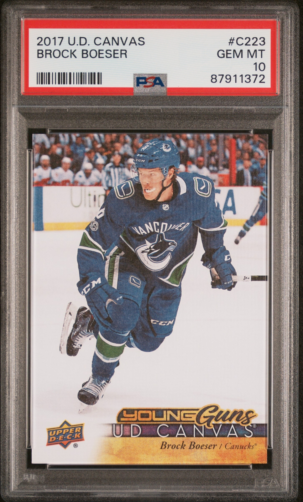 2017 Upper Deck Canvas Brock Boeser #C223 PSA 10 Young Guns Rookie RC