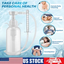 Pump Action Douche Enema Bottle with Nozzle Vaginal Anal Clean Tool Kit 300ml
