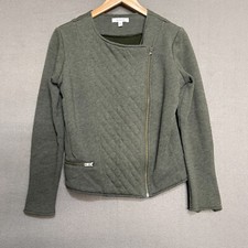 Athleta Belvedere Moto Jacket Olive Asymmetrical Zip Quilted Pockets Size Small