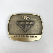 VTG 1996 Handyman Club Of America Life Member Solid Brass Belt Buckle Hammer