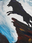 Original Hand Painted 16x20 Wolf Jumping Cliff Acrylic Art Painting Signed MCR — photo 8