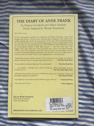 FRANCES GOODRICH, ALBERT HACKETT. THE DIARY OF ANNE FRANK. PAPERBACK. 2009 - Bild 8 von 8