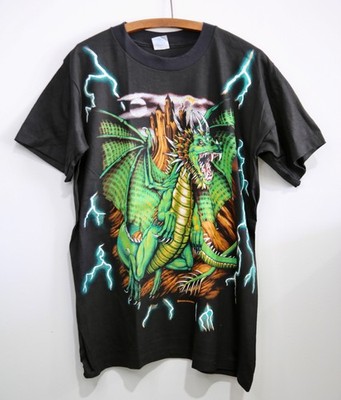 American Thunder Vintage T shirt Mens L Dragon Mystical Lightning 90s tee NEW