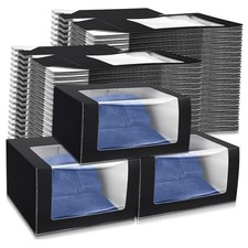 Pcs Gift Boxes with Window Display Clear for Baseball Cap Paper Fold 100 Black