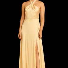 BHLDN Halter Neck Satin Dress - Light Yellow (Size S) Beautiful!